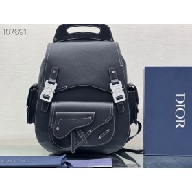Dior Maxi Galope Mochila De Piel De Becerro De Grano Negro