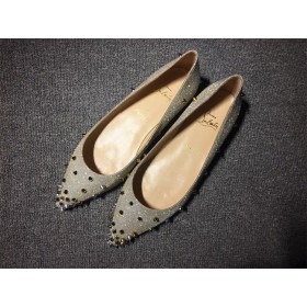 Christian Louboutin Degraspike Bailarinas Glitter De Tela De Plata