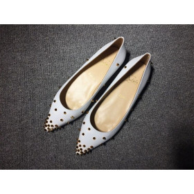 Christian Louboutin Degraspike Zapatillas De Ballet De Cuero De Napa Blanco