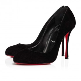 Christian Louboutin Dolly Bombas de 100 mm de Gamuza de Cuero de Becerro Negro Zapatos CL