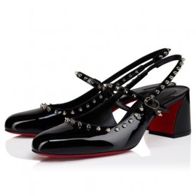 Christian Louboutin Janispikes 55 Mm Mary Janes De Patentes De Cuero Negro