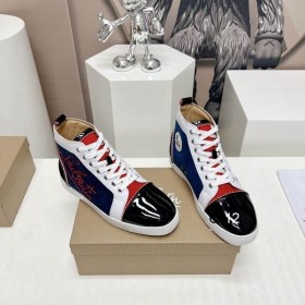 Christian Louboutin Louis Alto-top Zapatillas de Gamuza y Cuero Multicolor