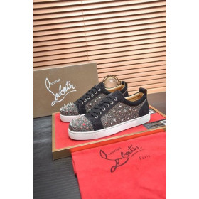Christian Louboutin Louis Junior PI Versión de Strass Zapatillas de deporte de ante Negro