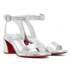Christian Louboutin SeÃ±orita Sabina 55 mm Tiras de las Sandalias de Cuero de Plata