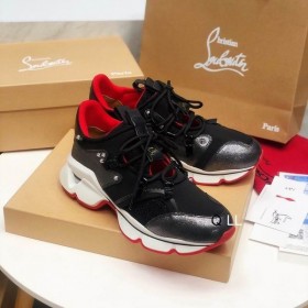 Christian Louboutin de color Rojo Corredor Plano de las Zapatillas de deporte de la Pantorrilla de Gamuza y Malla Multi