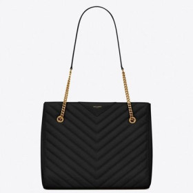 Saint Laurent Tribeca Comercial Pequeño Bolso Negro De Cuero De Grano
