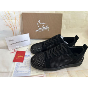 Christian Louboutin Divertido Louis Junior Hombres de Baja-top Sneakers Veau Velours Negro