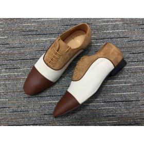 Christian Louboutin Greggo Oxford, Veau Velours De Cuero De Becerro Blanco Marrón