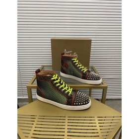 Christian Louboutin Lou Picos Orlato de Alta-top Sneakers de Patentes de Cuero y Lona Multicolor
