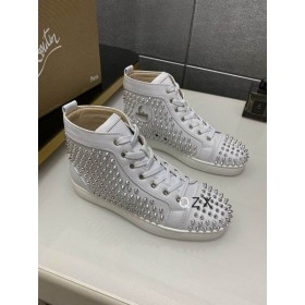 Christian Louboutin Louis Pico de Alta-top Sneakers de piel de Becerro Blanco Zapatos de Christian Louboutin