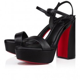 Christian Louboutin Movida Jane Sandalia de 130mm Sandalias de Cuero Nappa Negro Zapatos CL