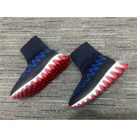 Christian Louboutin Sharky Calcetín De Los Hombres Zapatillas De Deporte De Punto De Malla Azul