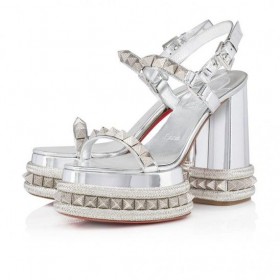 Christian Louboutin Superaclou 130 Mm Sandalias De Plataforma Capacidad De Cuero De Plata Zapatos De Christian Louboutin