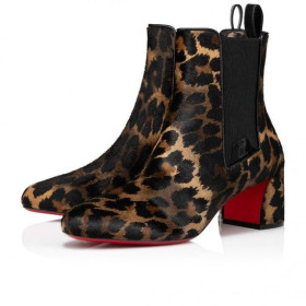 Christian Louboutin Turelastic 55 Mm Bajo Las Botas De Cuero De Becerro Pony Kitty Leopard Zapatos De Christian Louboutin