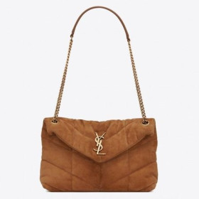 Saint Laurent Loulou Globo Pequeño Bolso De Ante Marrón De Cuero Saint Laurent Bolsas