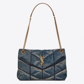 Saint Laurent Loulou Globo Pequeño Bolso Acolchado Vintage Denim Saint Laurent Bolsas