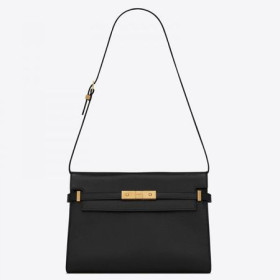 Saint Laurent Manhattan Bolso Baguette De Cuero Negro