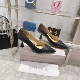 Jimmy Choo Rene 65 Señaló Bombas De Logotipo-Cinta Tejida Negro