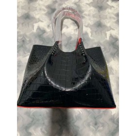 Christian Louboutin Cabarock Bolso De Cocodrilo En Relieve De Cuero De Patente Picos Negro