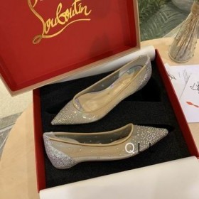 Christian Louboutin Locuras De Strass Pisos De Malla Glitter Plata Zapatos De Christian Louboutin