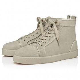 Christian Louboutin Louis Alto-Top Sneakers Veau Velours Albatre Zapatos De Christian Louboutin