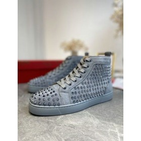 Christian Louboutin Louis Orlato Picos de Alta-top Sneakers Veau Velours Gris