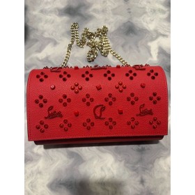 Christian Louboutin Paloma Picos De Cuero Adornado De Embrague Bolsa Roja De Christian Louboutin