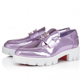 Christian Louboutin Cl Moc Lug Mocasines Specchio De Cuero Parme 