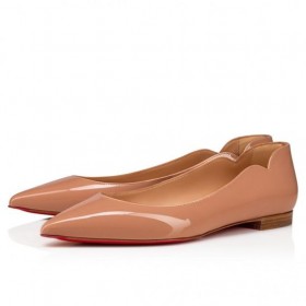 Christian Louboutin Caliente Chickita Bailarinas de Patentes de Cuero de Becerro Rubor CL Zapatillas
