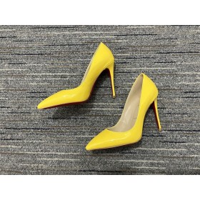Christian Louboutin Kate Bombas de 85mm de Patentes de Cuero Amarillo Cl Bombas