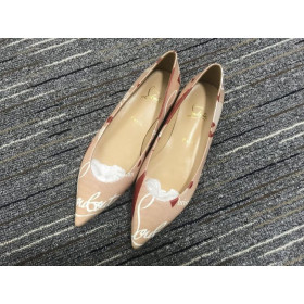 Christian Louboutin Kraft PVC Ballalla Pisos de Cuero Beige Zapatos de Christian Louboutin