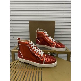 Christian Louboutin Lou Picos De 2 De Alta Zapatillas De Deporte De Cuero De Patente Loubi