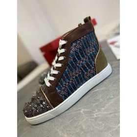 Christian Louboutin Louis Plana Alta-top Zapatillas de deporte de Lona y Gamuza Picos 'de la Versión Multi'