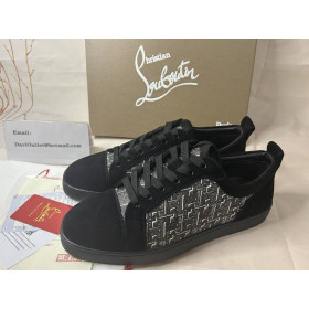 Christian Louboutin Louis Junior Monograma-jacquard Zapatillas de deporte de ante Negro Zapatos CL