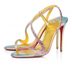 Christian Louboutin Rosalie Strass Boreal 100 Mm Sandalias Metálicas De Gamuza Y Los Picos De Boreal Multicolor