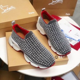 Christian Louboutin Pico De Calcetín De Zapatillas De Neopreno De Plata