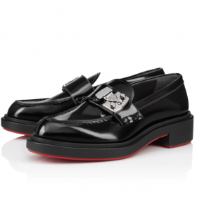 Christian Louboutin Urbano Moc Bloqueo Mocasines Abrasivato De Cuero Negro