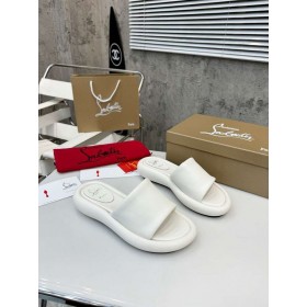 Christian Louboutin Zapatillas Sandalias De Las Mujeres De Cuero De Napa Blanco