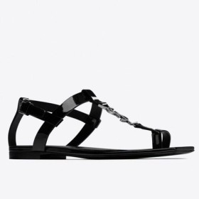 Saint Laurent Cassandra Planas Sandalias De Charol Negro De Saint Laurent Zapatos