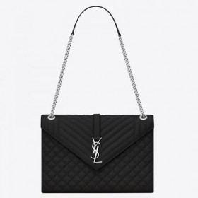 Saint Laurent De La Envolvente De Gran Bolso Negro De Cuero De Grano Saint Laurent Bolsas