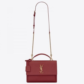 Saint Laurent Nuevo Medio De La Puesta De Sol Bolso Rojo De Piel De Becerro Saint Laurent Bolsas