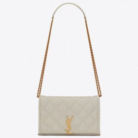 Saint Laurent WOC Becky Cadena de Monedero Blanco de piel de cordero