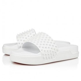 Christian Louboutin de la Piscina de la Diversión de los Hombres Bianco/bianco Tapete de Cuero de la Sandalia