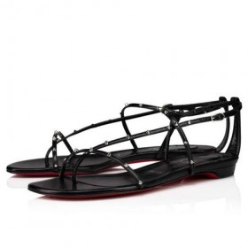Christian Louboutin Sandalias Riojana Picos Negro/lin de Cuero Negro