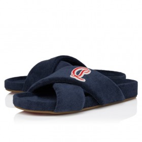 Christian Louboutin Bizzu Mules Sponge Cotton Marine