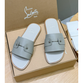 Christian Louboutin Chambelimule Mules Calf Leather Gray