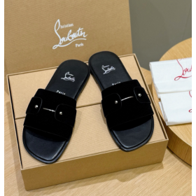 Christian Louboutin Chambelimule Mules Suede Calf Leather Black