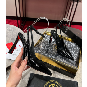Christian Louboutin Condora Strap 100 Mm Strappy Pumps Vog Patent Leather Black