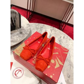 Christian Louboutin Mamadrague Square Toe Ballet Flat Velvet Loubi