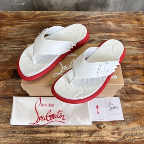 Christian Louboutin Men Flip Flop Sandals Rubber White Red